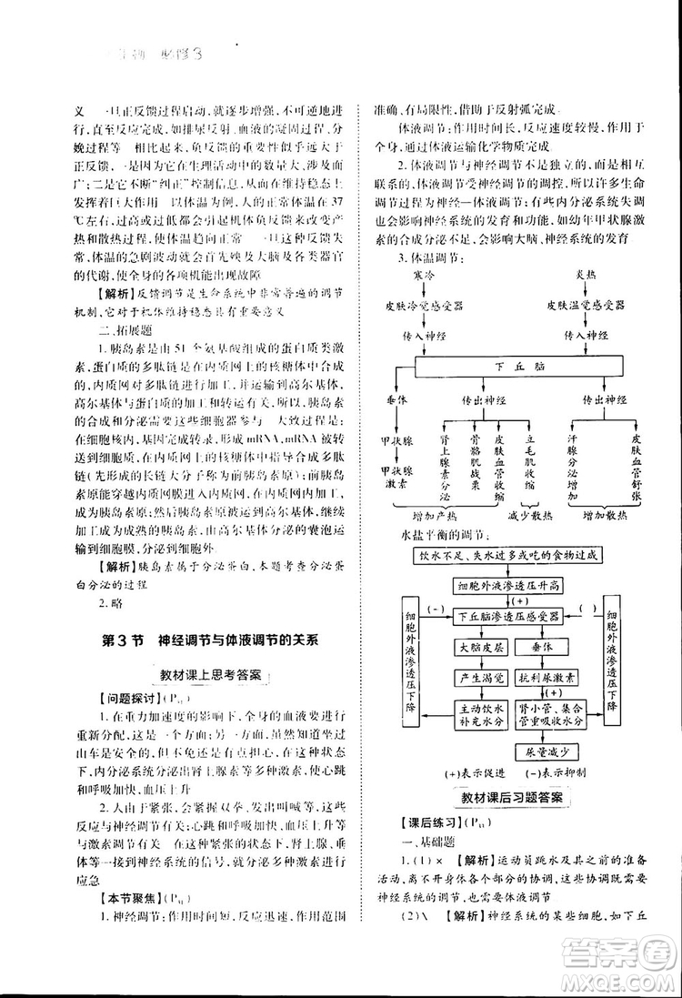 2019新版教材完全解讀人教版RJSW高中生物必修3參考答案