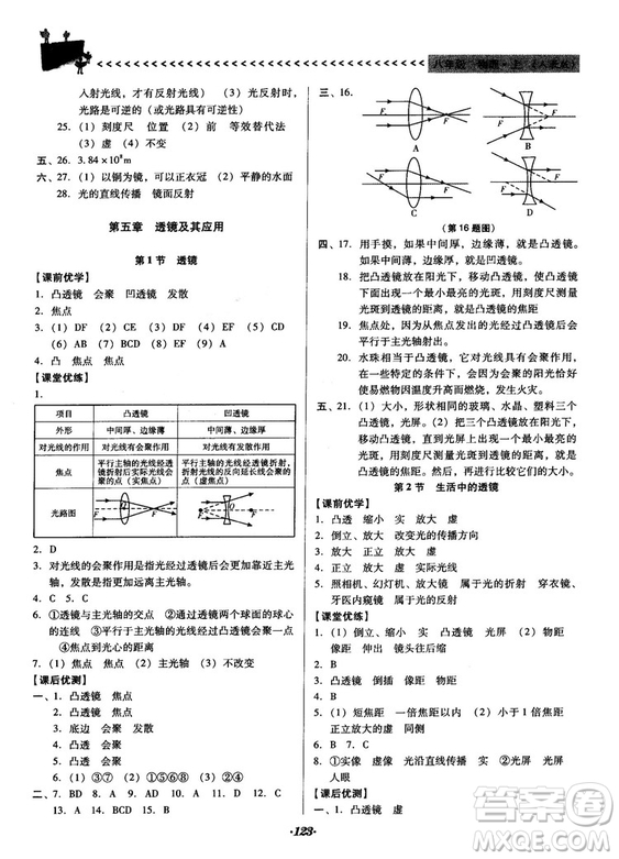 2018人教版全優(yōu)點(diǎn)練課計(jì)劃八年級(jí)物理上冊(cè)參考答案