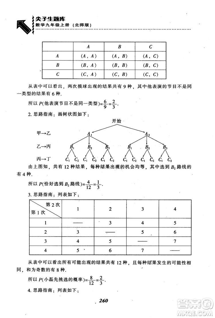 2018年秋尖子生題庫九年級數(shù)學上冊北師版BS參考答案