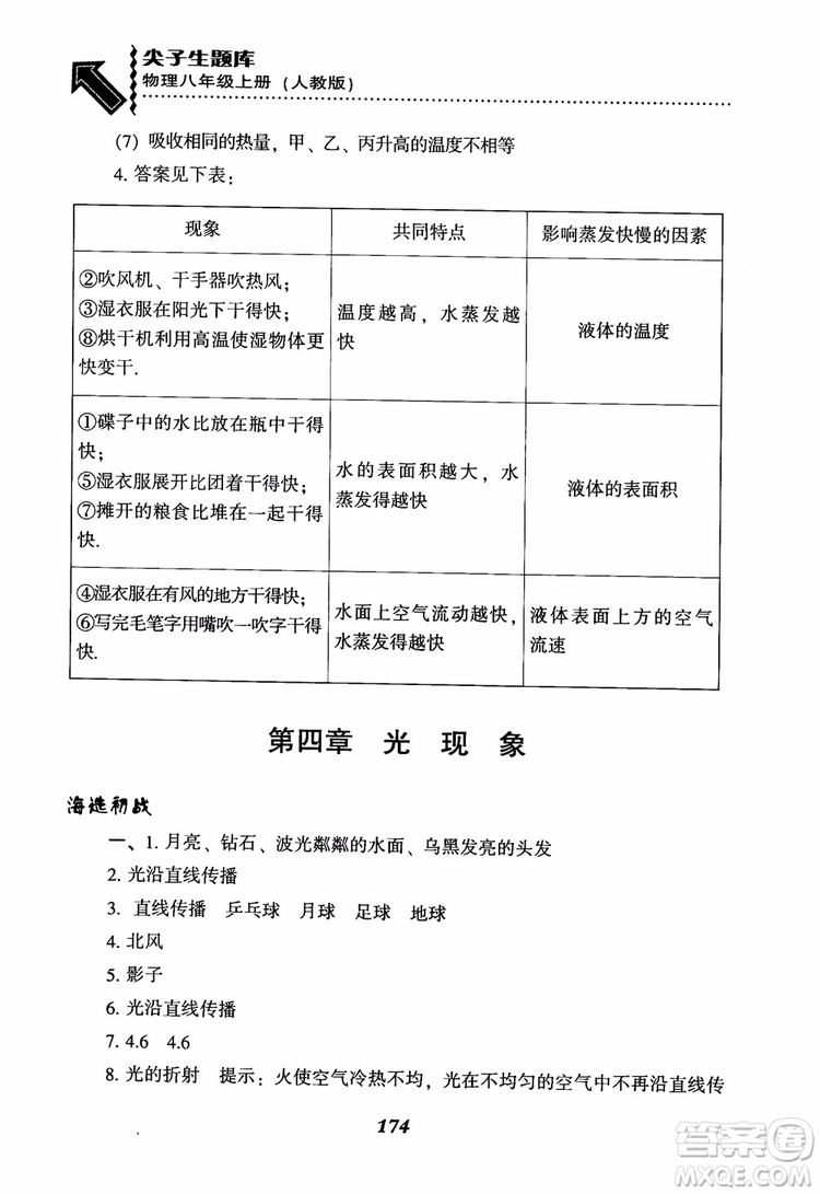 2018年尖子生題庫(kù)新升級(jí)物理八年級(jí)上冊(cè)人教版參考答案