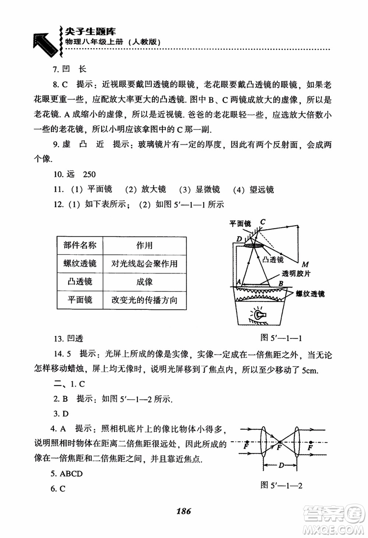 2018年尖子生題庫(kù)新升級(jí)物理八年級(jí)上冊(cè)人教版參考答案