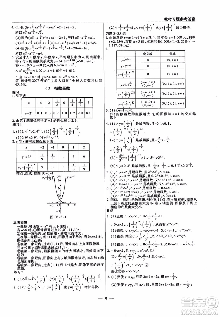 2019版教材解讀與拓展高中數(shù)學(xué)必修一北師大BS版參考答案