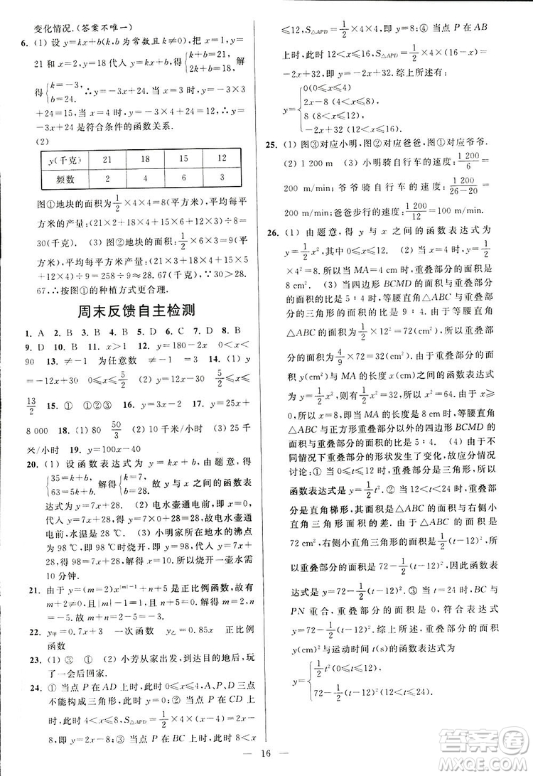 2019亮點給力周末優(yōu)化設(shè)計大試卷數(shù)學八年級上冊江蘇版答案