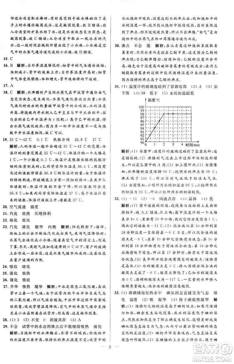 2018亮點(diǎn)給力大試卷物理八年級(jí)上冊(cè)江蘇版答案