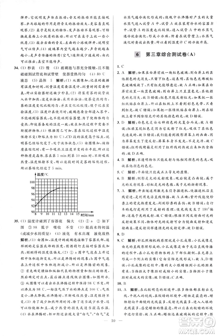 2018亮點(diǎn)給力大試卷物理八年級(jí)上冊(cè)江蘇版答案