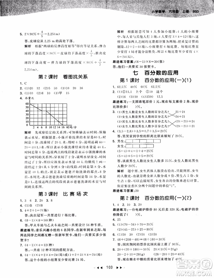 53天天練數(shù)學六年級上冊北師大版9787504197894參考答案