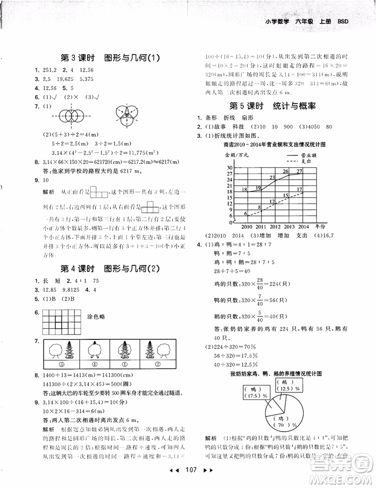 53天天練數(shù)學六年級上冊北師大版9787504197894參考答案