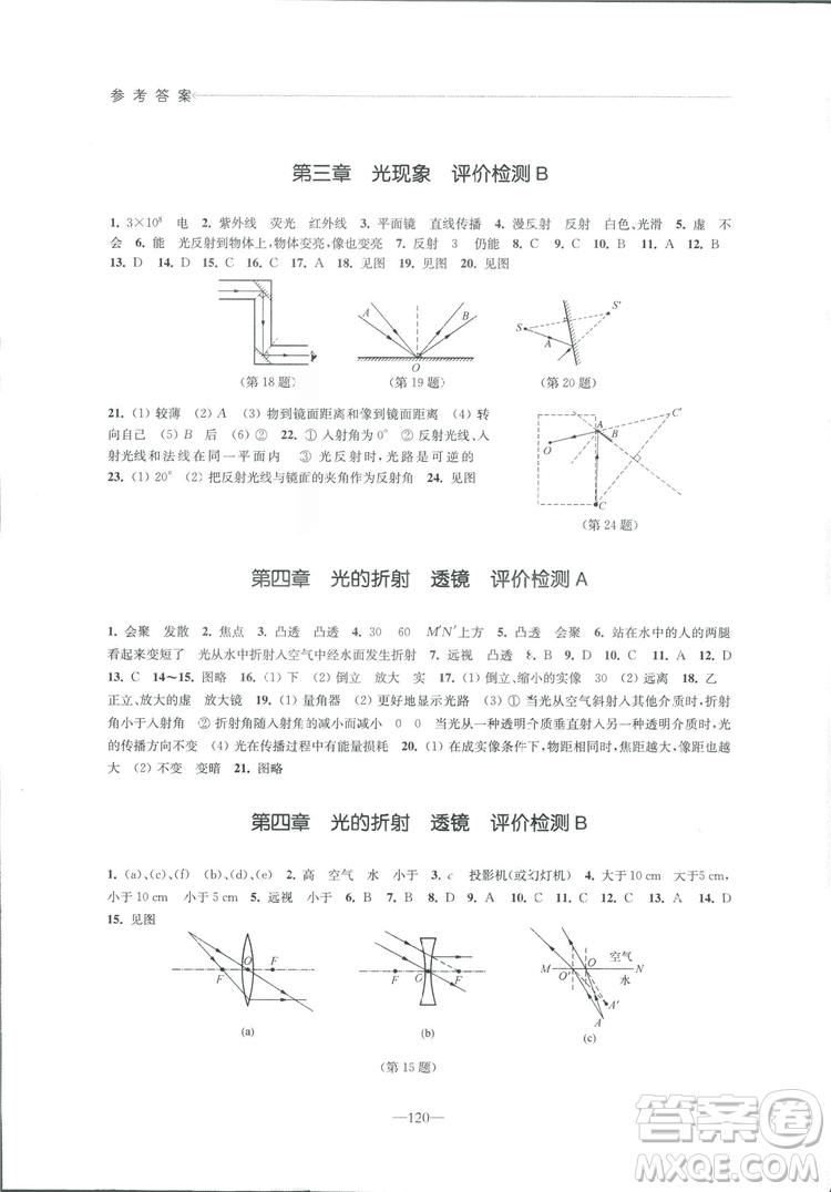 2018秋學(xué)習(xí)與評(píng)價(jià)八年級(jí)上冊(cè)物理蘇科版參考答案