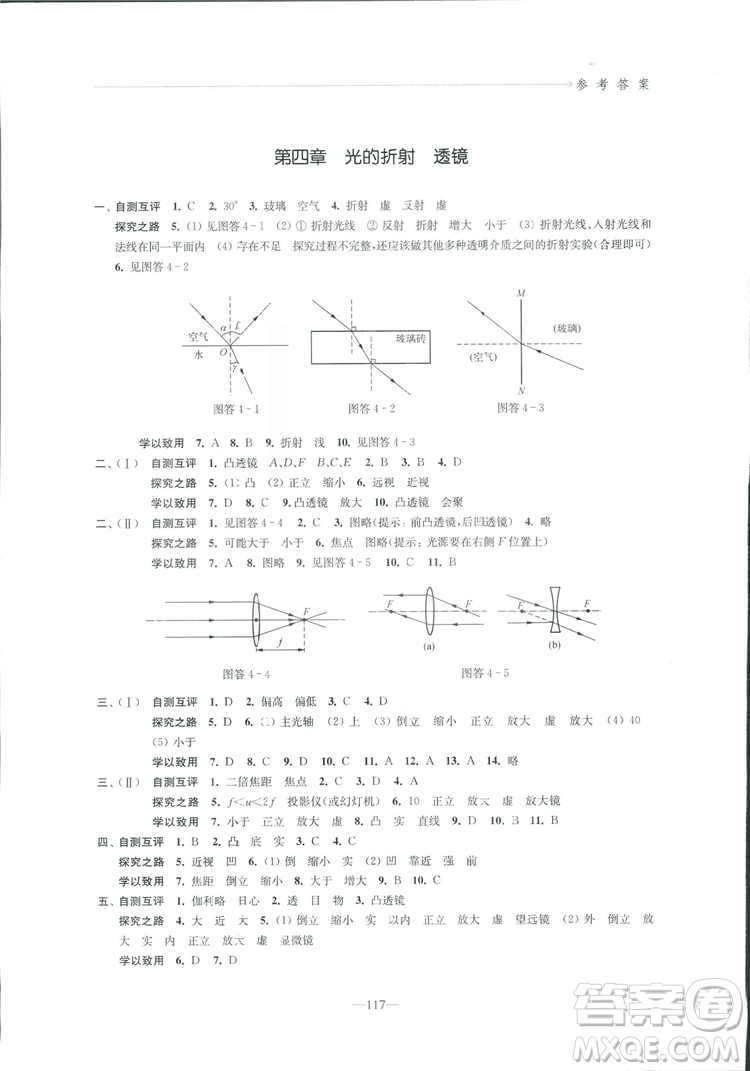 2018秋學(xué)習(xí)與評(píng)價(jià)八年級(jí)上冊(cè)物理蘇科版參考答案