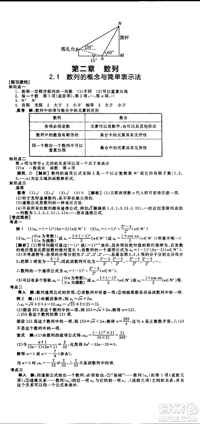 全品學練考人教版高中數(shù)學必修5參考答案