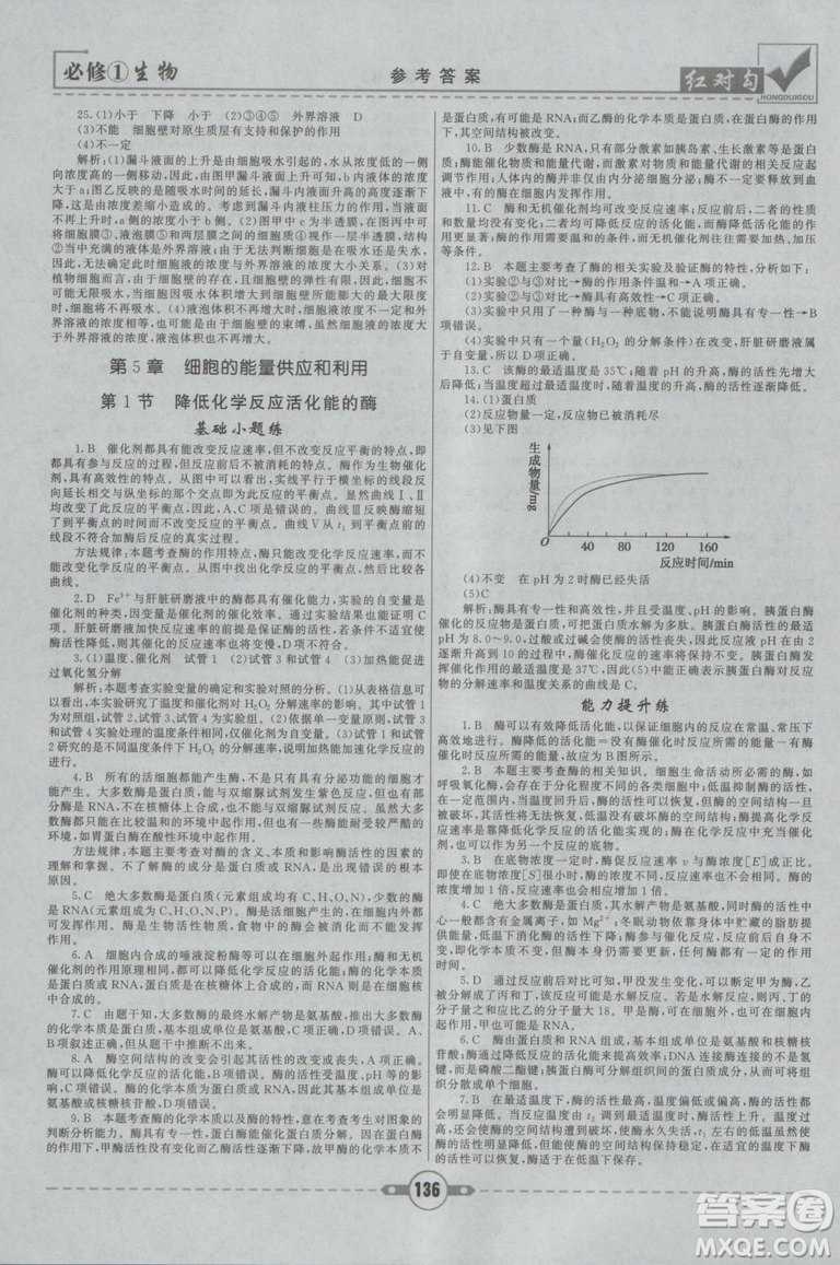 人教版2019紅對(duì)勾課課通大考卷高中生物必修1參考答案