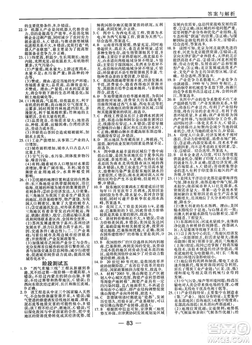 人教版45分鐘課時作業(yè)與單元測試高中地理必修3參考答案