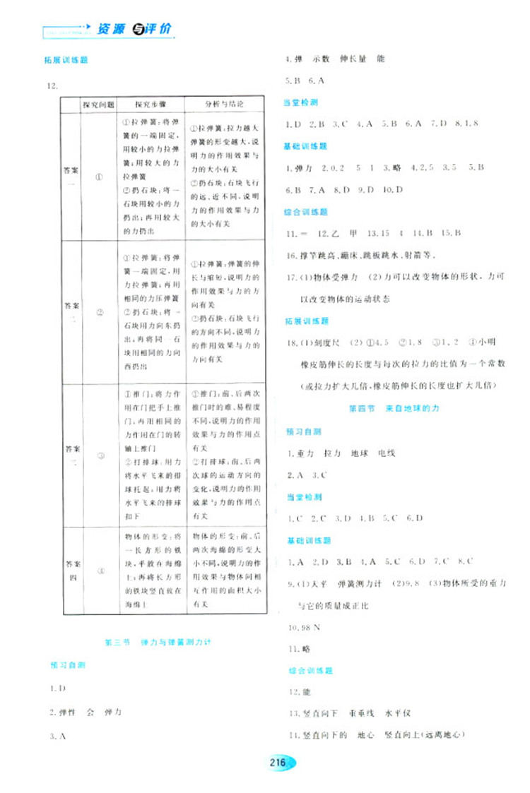 2018資源與評(píng)價(jià)物理八年級(jí)上冊(cè)蘇教版參考答案