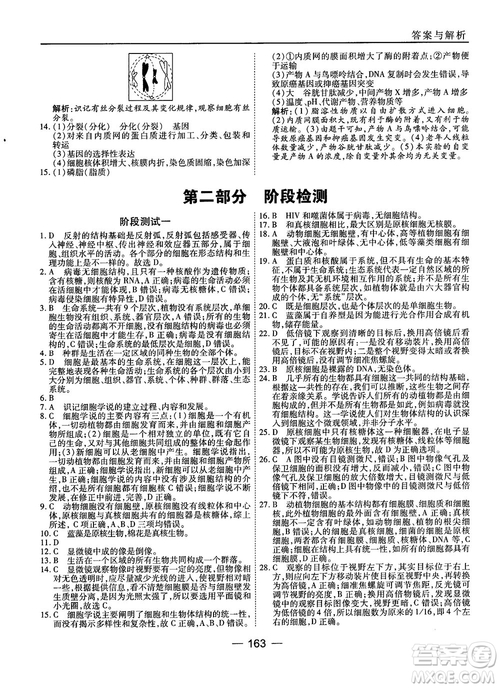 人教版45分鐘課時作業(yè)與單元測試高中生物必修1參考答案