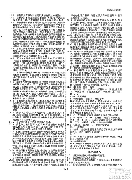 人教版45分鐘課時作業(yè)與單元測試高中生物必修1參考答案