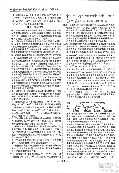 45分鐘課時作業(yè)與單元測試人教版高中生物必修2參考答案