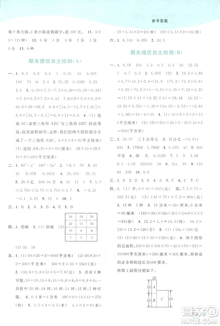 亮點給力提優(yōu)班2018多維互動空間五年級數(shù)學上冊江蘇版答案