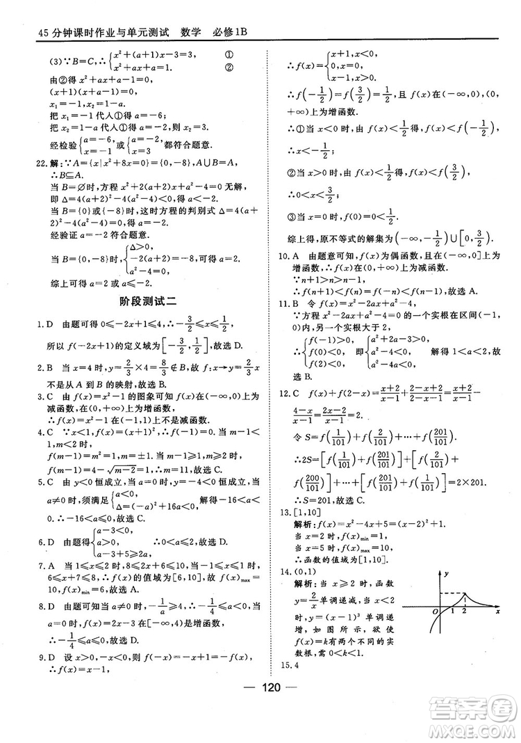 45分鐘課時作業(yè)與單元測試人教B版高中數(shù)學必修1參考答案