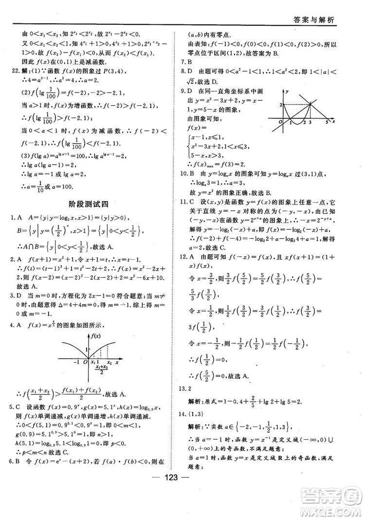 45分鐘課時作業(yè)與單元測試人教B版高中數(shù)學必修1參考答案