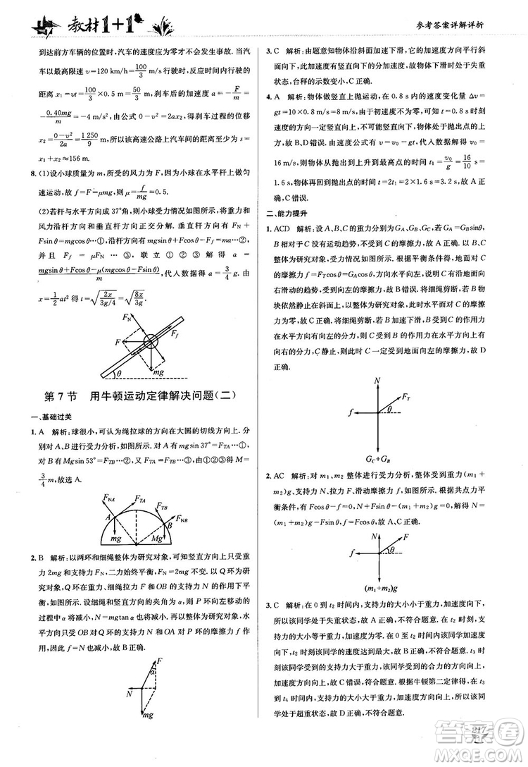 2018教材1+1人人教版高中物理必修1參考答案