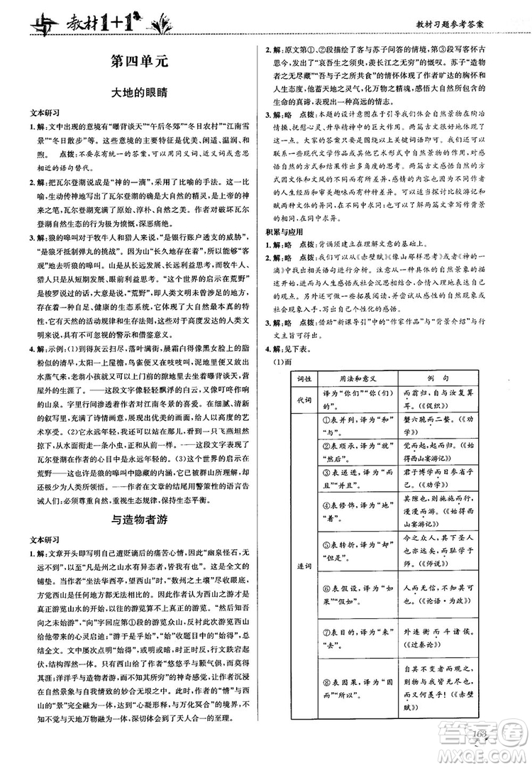 2018教材1+1蘇教版高中語文必修1參考答案