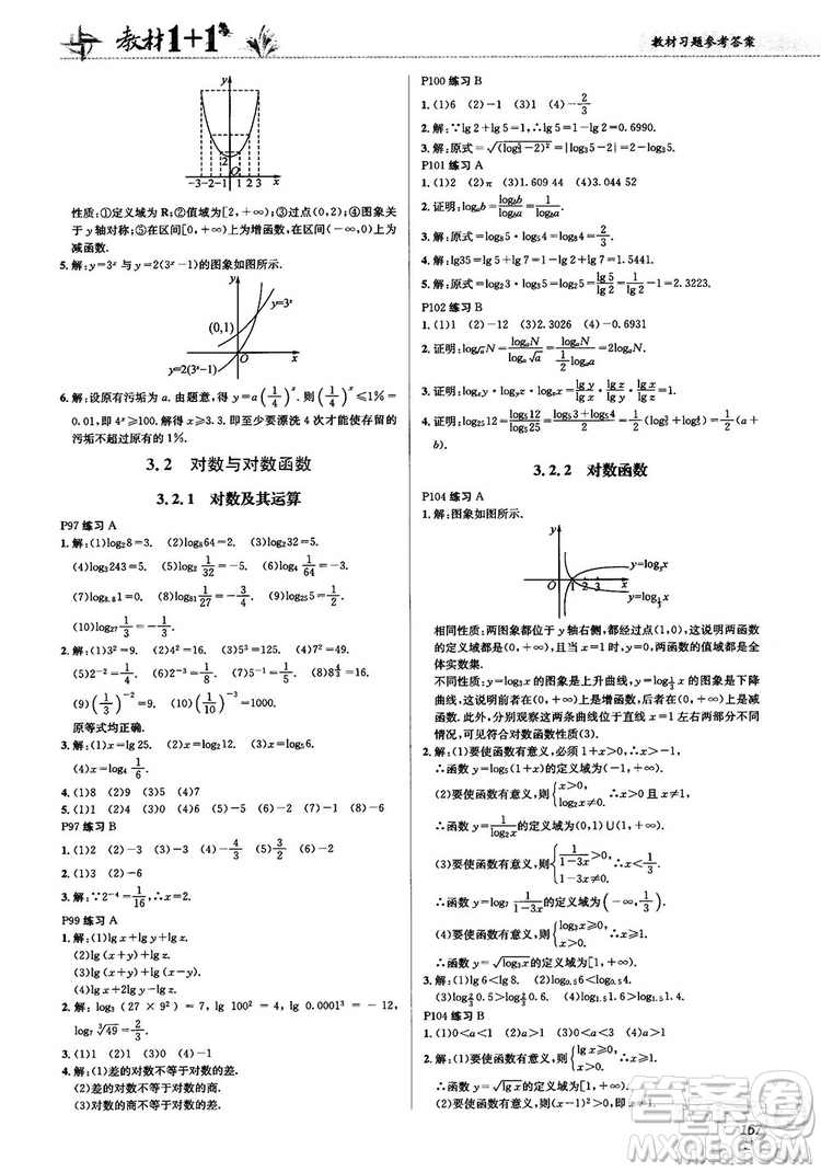 2020高中數(shù)學必修1課本習題人教版答案