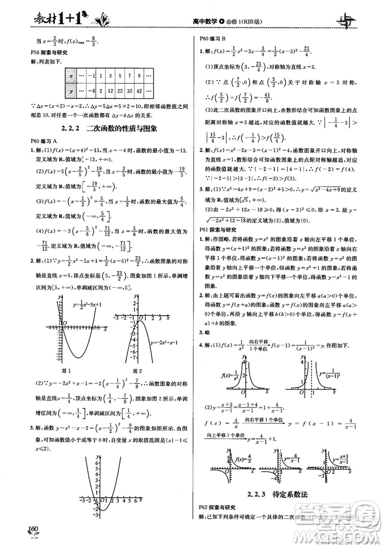 2020高中數(shù)學必修1課本習題人教版答案