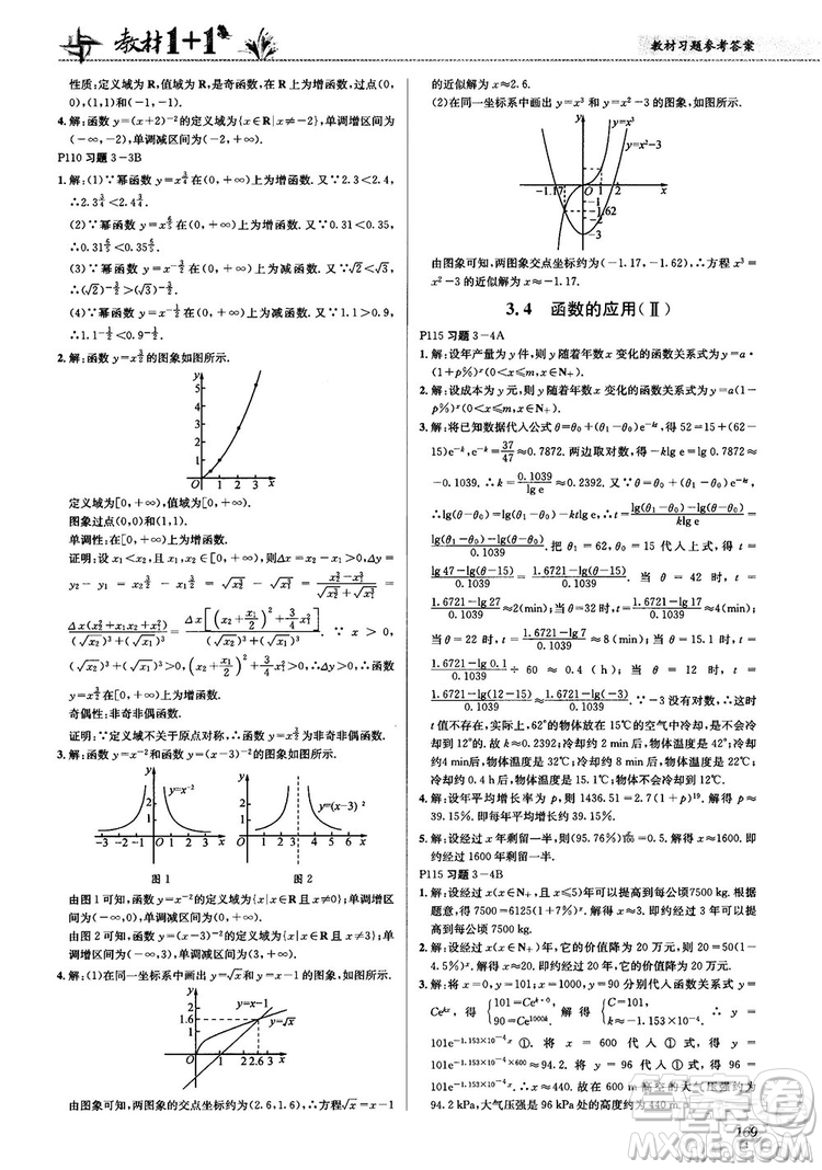 2020高中數(shù)學必修1課本習題人教版答案