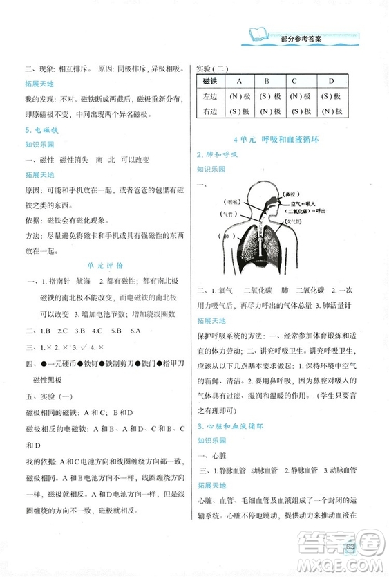 2018新版小學(xué)生五年級(jí)科學(xué)新課程學(xué)習(xí)與評(píng)價(jià)上冊(cè)B版蘇教版答案