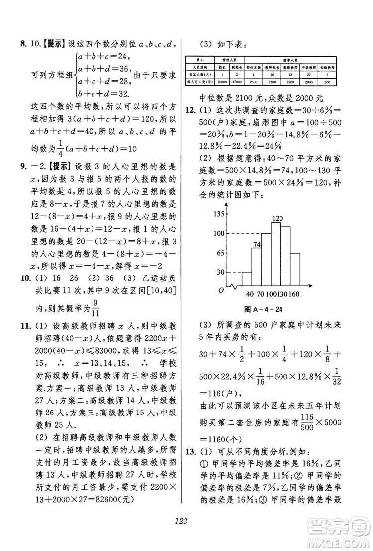 2018年初中四星級(jí)題庫(kù)數(shù)學(xué)第六版參考答案