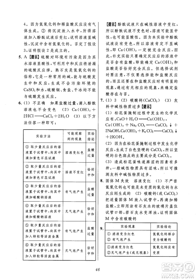 2018年常春藤初中四星級題庫化學(xué)參考答案