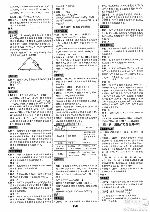 高考調(diào)研2018衡水重點(diǎn)中學(xué)同步精講精練新課標(biāo)版化學(xué)必修1參考答案