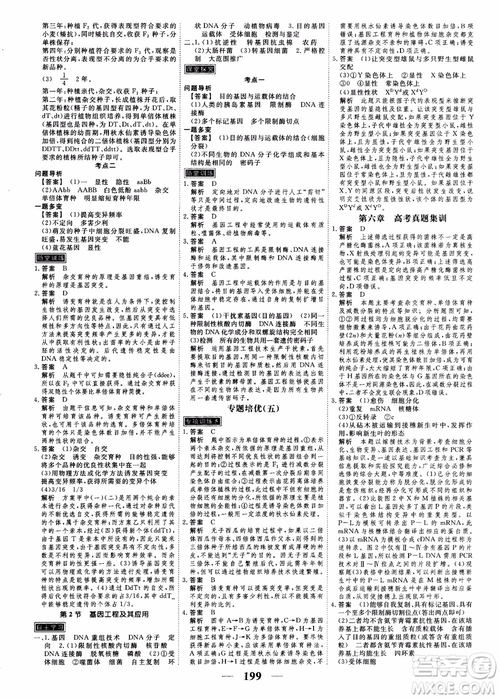 衡水重點中學高考調(diào)研2018同步精講精練新課標版生物必修2參考答案