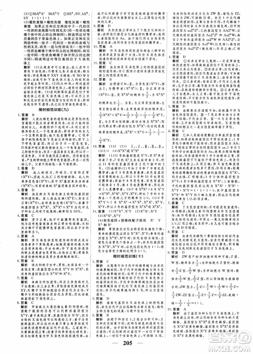 衡水重點中學高考調(diào)研2018同步精講精練新課標版生物必修2參考答案