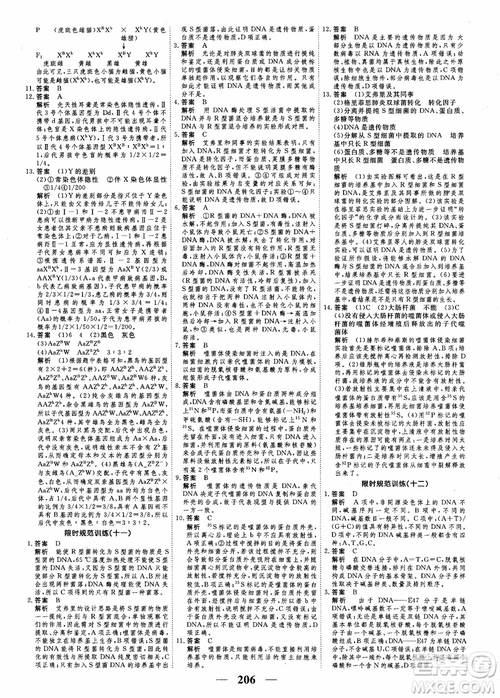 衡水重點中學高考調(diào)研2018同步精講精練新課標版生物必修2參考答案