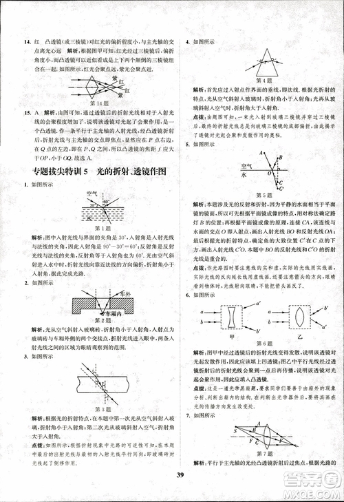 2018秋拔尖作業(yè)本八年級(jí)物理上冊(cè)蘇科版參考答案