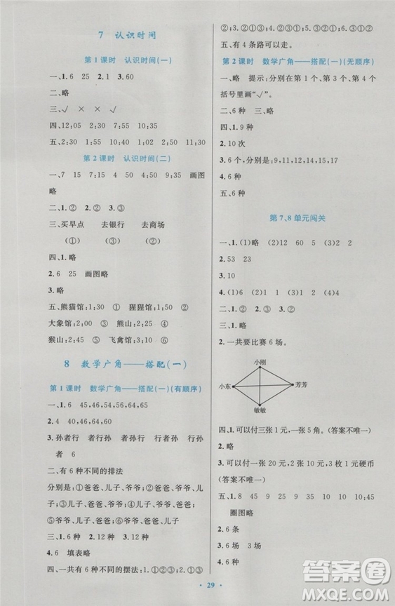 2018年最新版小學(xué)同步測(cè)控優(yōu)化設(shè)計(jì)二年級(jí)數(shù)學(xué)上冊(cè)人教版答案