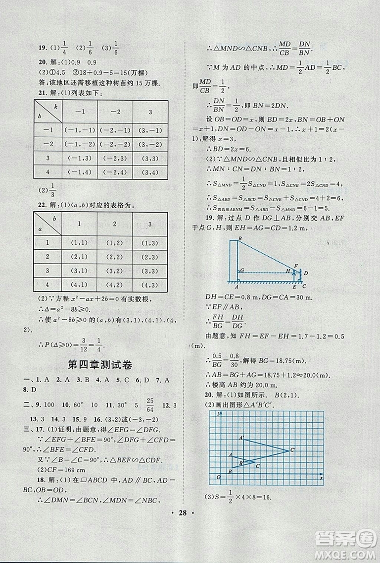 9787214182203啟東黃岡作業(yè)本2018九年級上冊數(shù)學(xué)北師大版答案