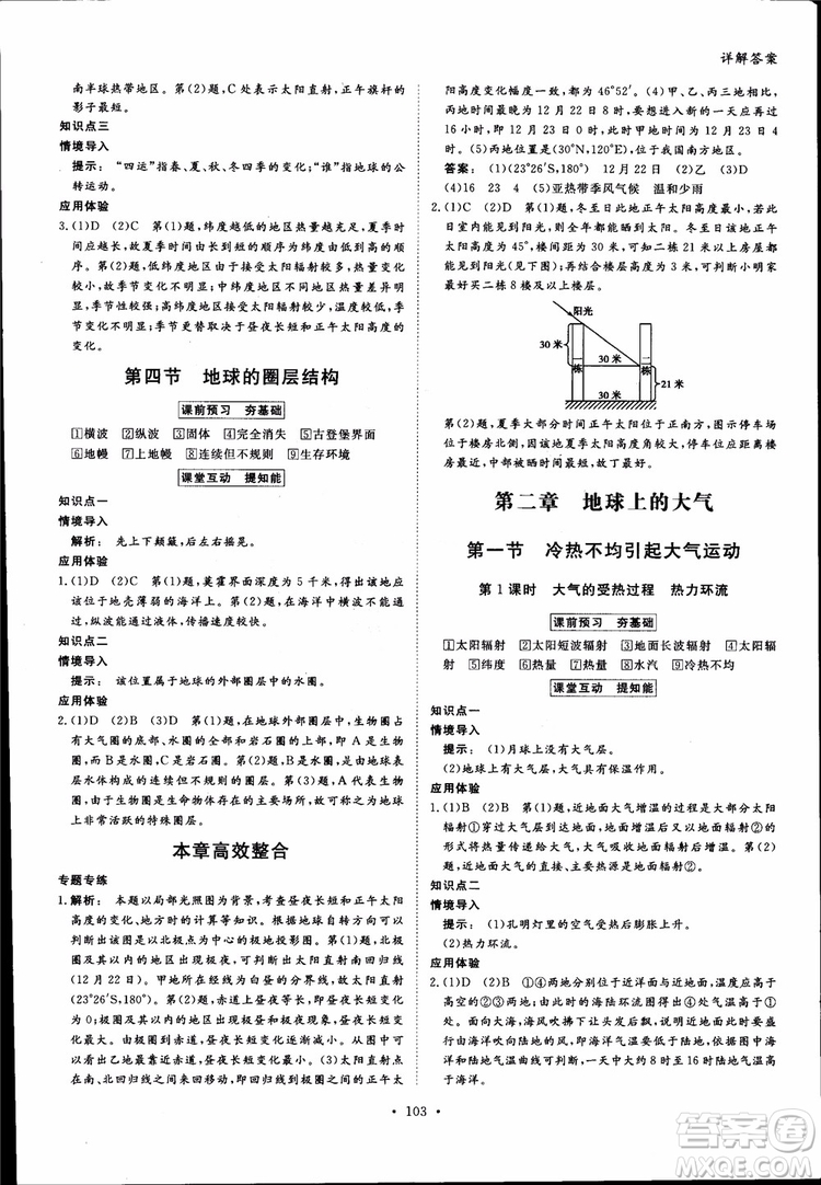 2019金版新學案高一地理必修1高中新課標同步導學參考答案