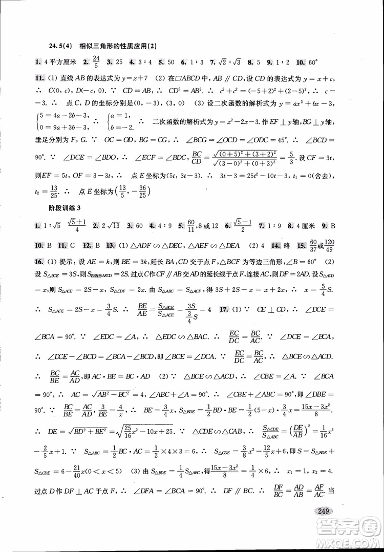 2018年新思路輔導(dǎo)與訓(xùn)練數(shù)學(xué)9年級(jí)第二版參考答案