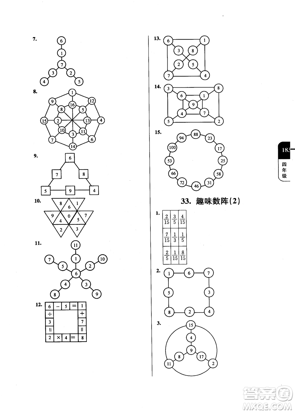 2018年數(shù)學(xué)優(yōu)等生提優(yōu)900題4年級(jí)第二次修訂參考答案