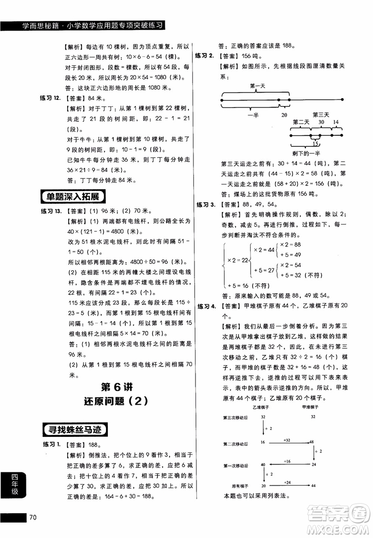 2018年小學(xué)數(shù)學(xué)應(yīng)用題專項(xiàng)突破練習(xí)學(xué)而思秘籍四年級(jí)參考答案