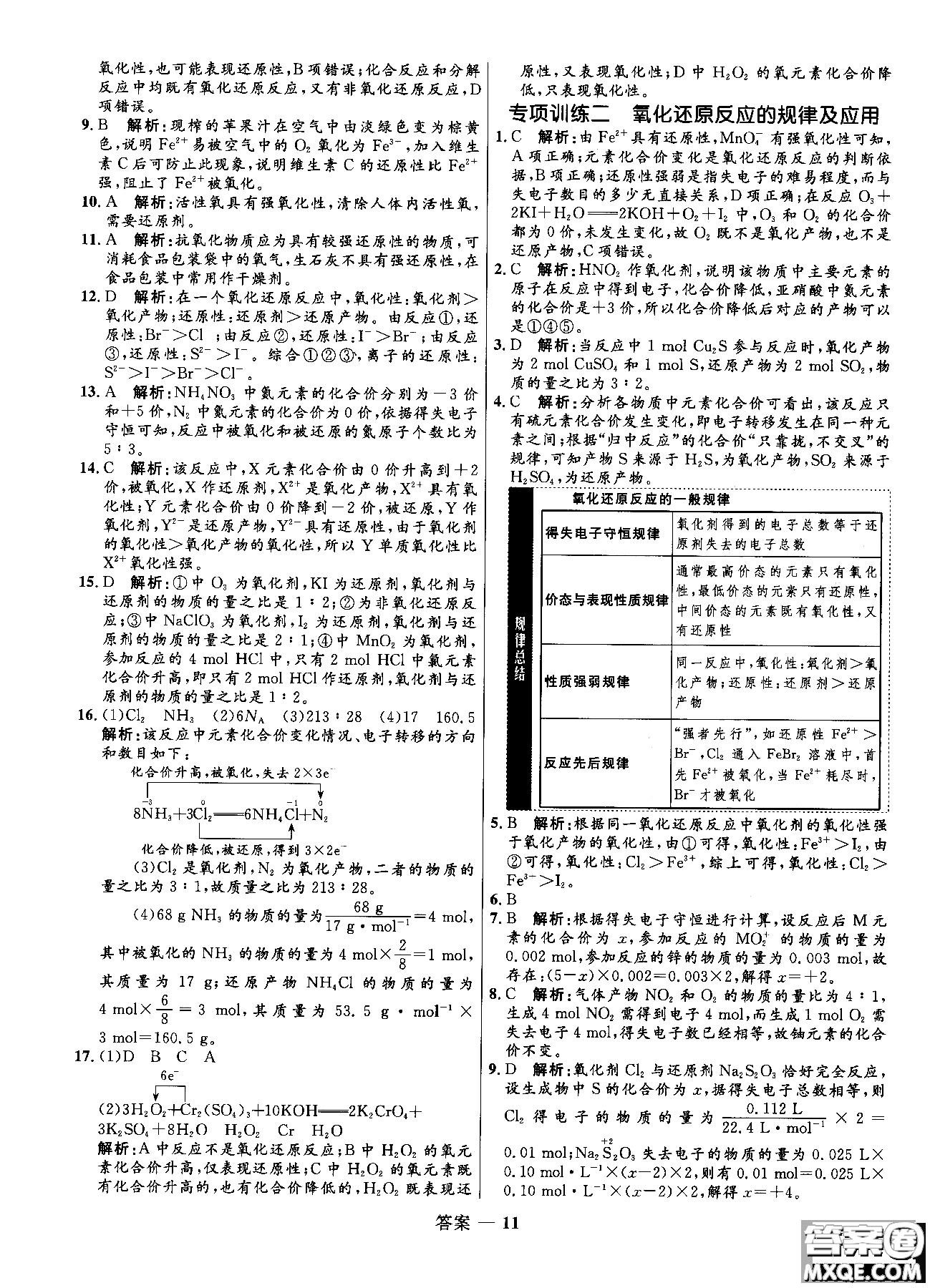 2018全新修訂高中同步測(cè)控優(yōu)化訓(xùn)練人教版化學(xué)必修1參考答案