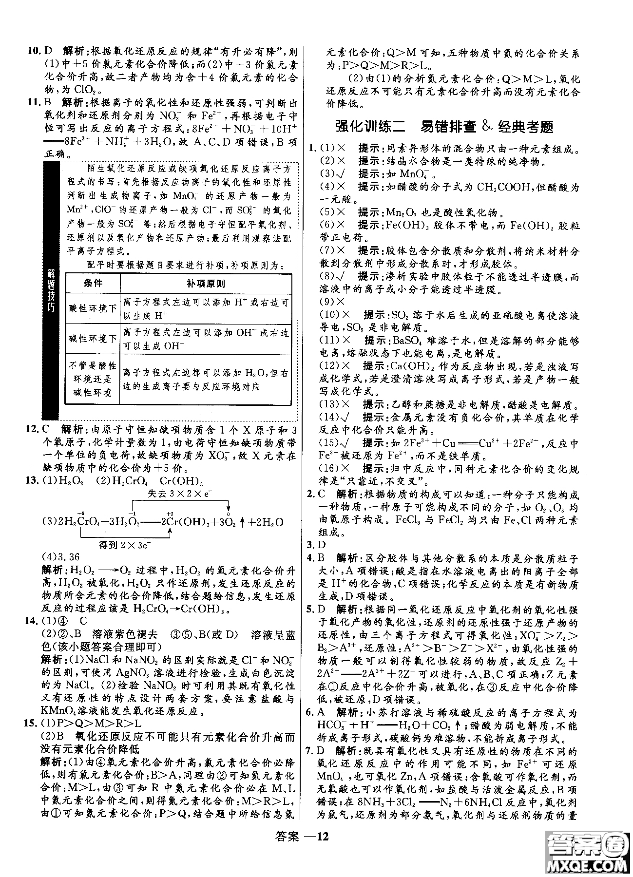 2018全新修訂高中同步測(cè)控優(yōu)化訓(xùn)練人教版化學(xué)必修1參考答案