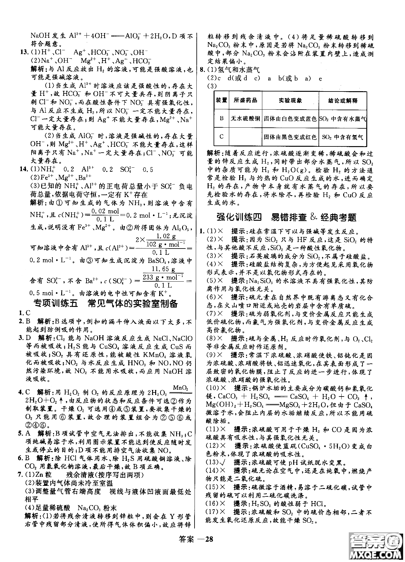 2018全新修訂高中同步測(cè)控優(yōu)化訓(xùn)練人教版化學(xué)必修1參考答案