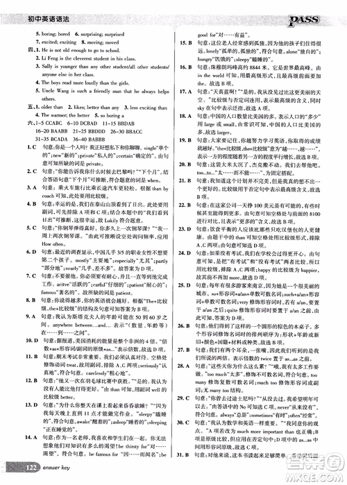 2018版初中英語語法周秘計(jì)劃參考答案