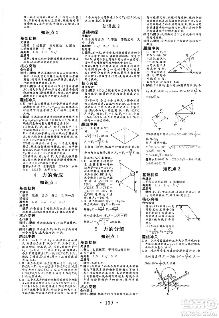 2018秋版課堂新坐標(biāo)高中同步導(dǎo)學(xué)案物理必修一人教版答案