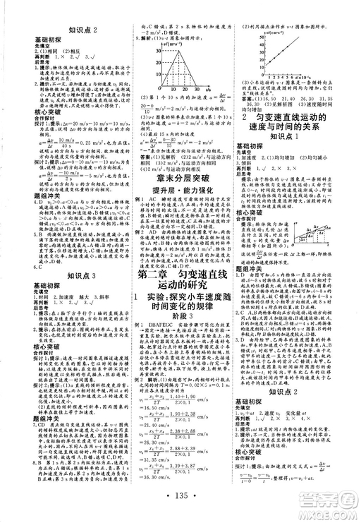 2018秋版課堂新坐標(biāo)高中同步導(dǎo)學(xué)案物理必修一人教版答案