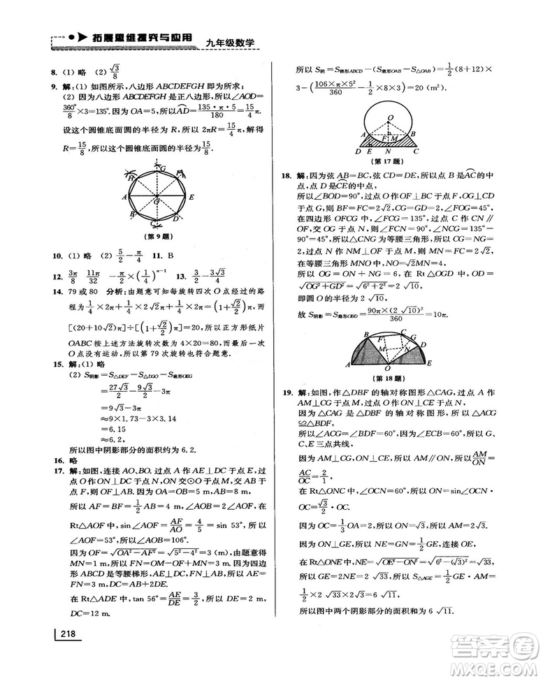 拓展思維探究與應(yīng)用新體驗新思維新方法9年級數(shù)學參考答案