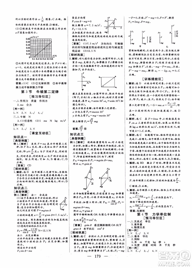 2018新課程導(dǎo)與學(xué)系列從事學(xué)案導(dǎo)學(xué)物理必修1人教版參考答案